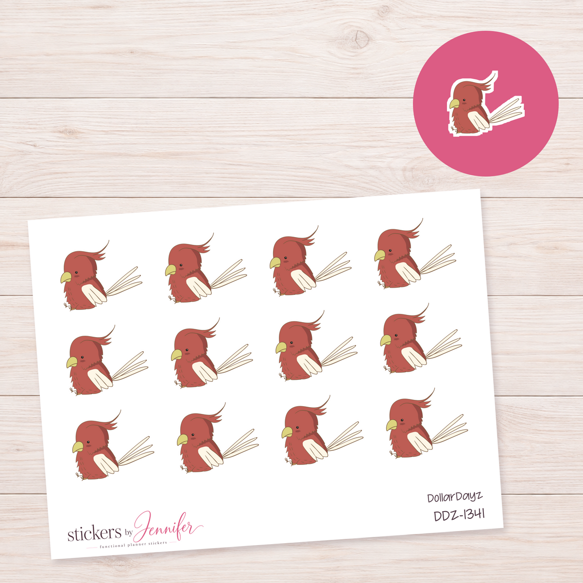 Red Bird Planner Stickers | DDZ-1341
