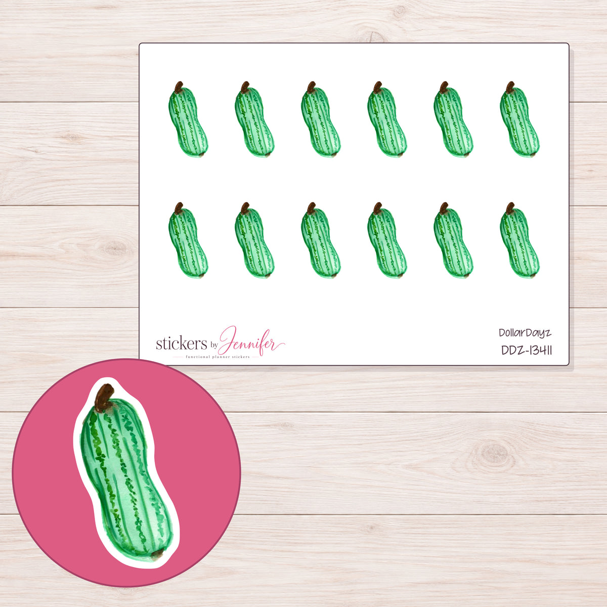 DDZ-13411 planner sticker sheet with enlarged sticker detail