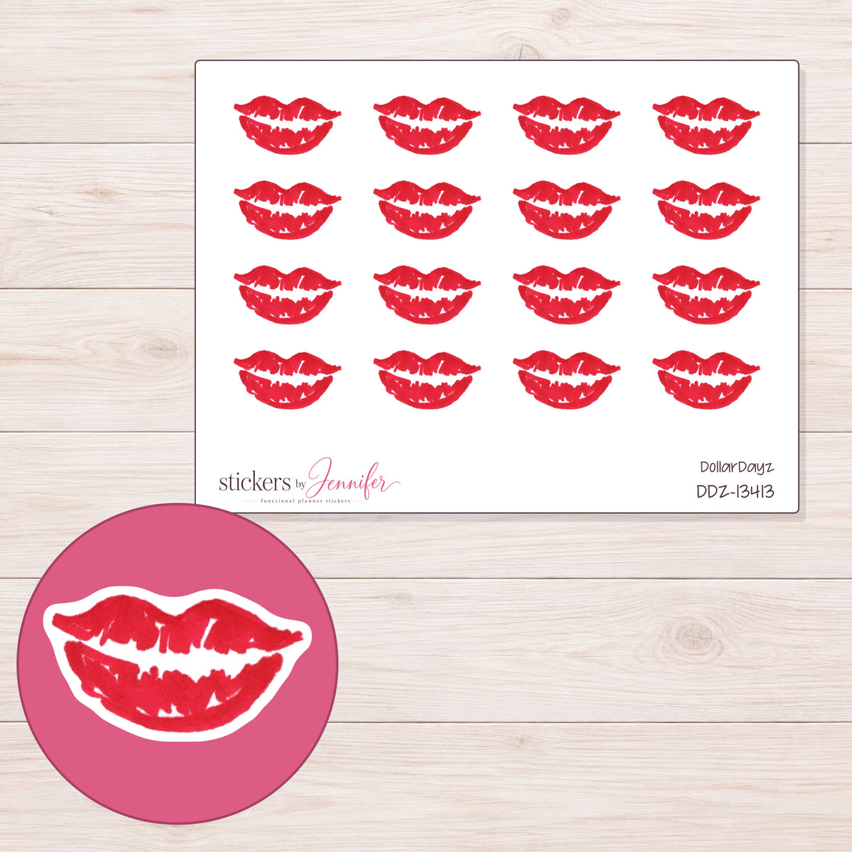 DDZ-13413 planner sticker sheet with enlarged sticker detail