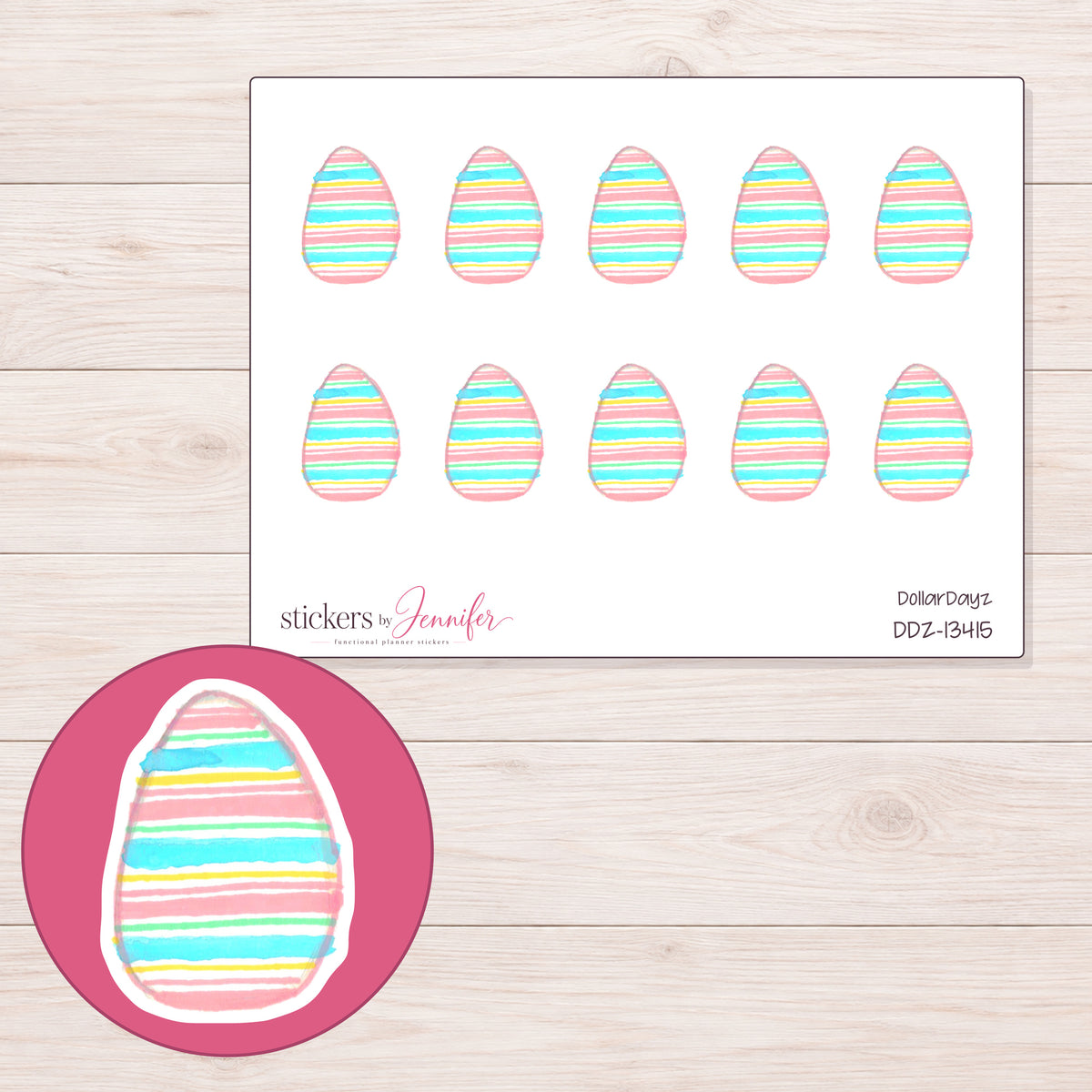 DDZ-13415 planner sticker sheet with enlarged sticker detail