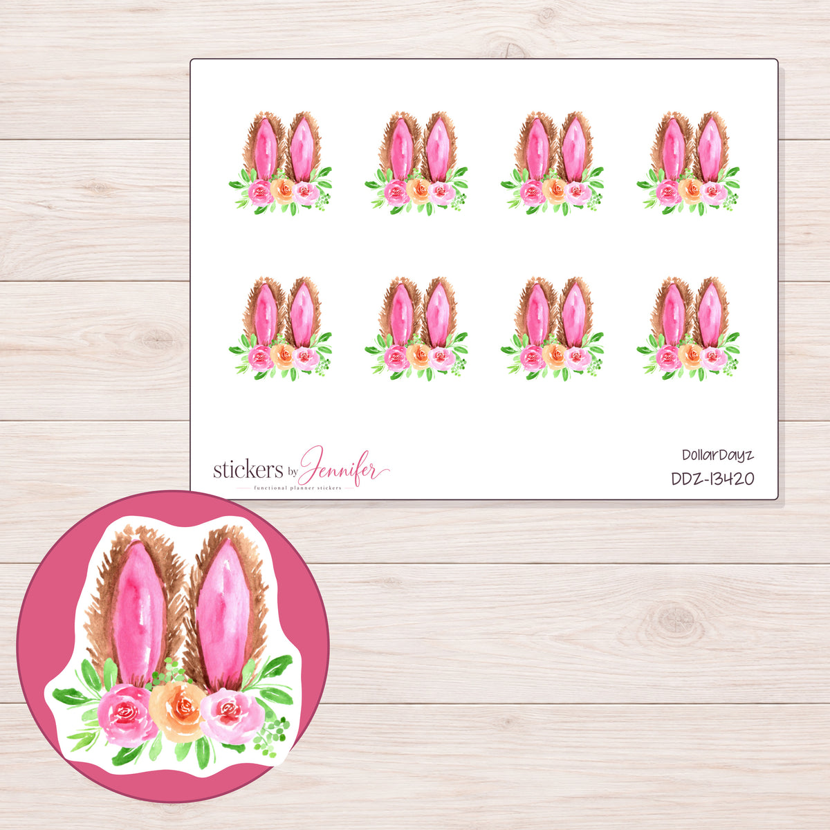 DDZ-13420 planner sticker sheet with enlarged sticker detail