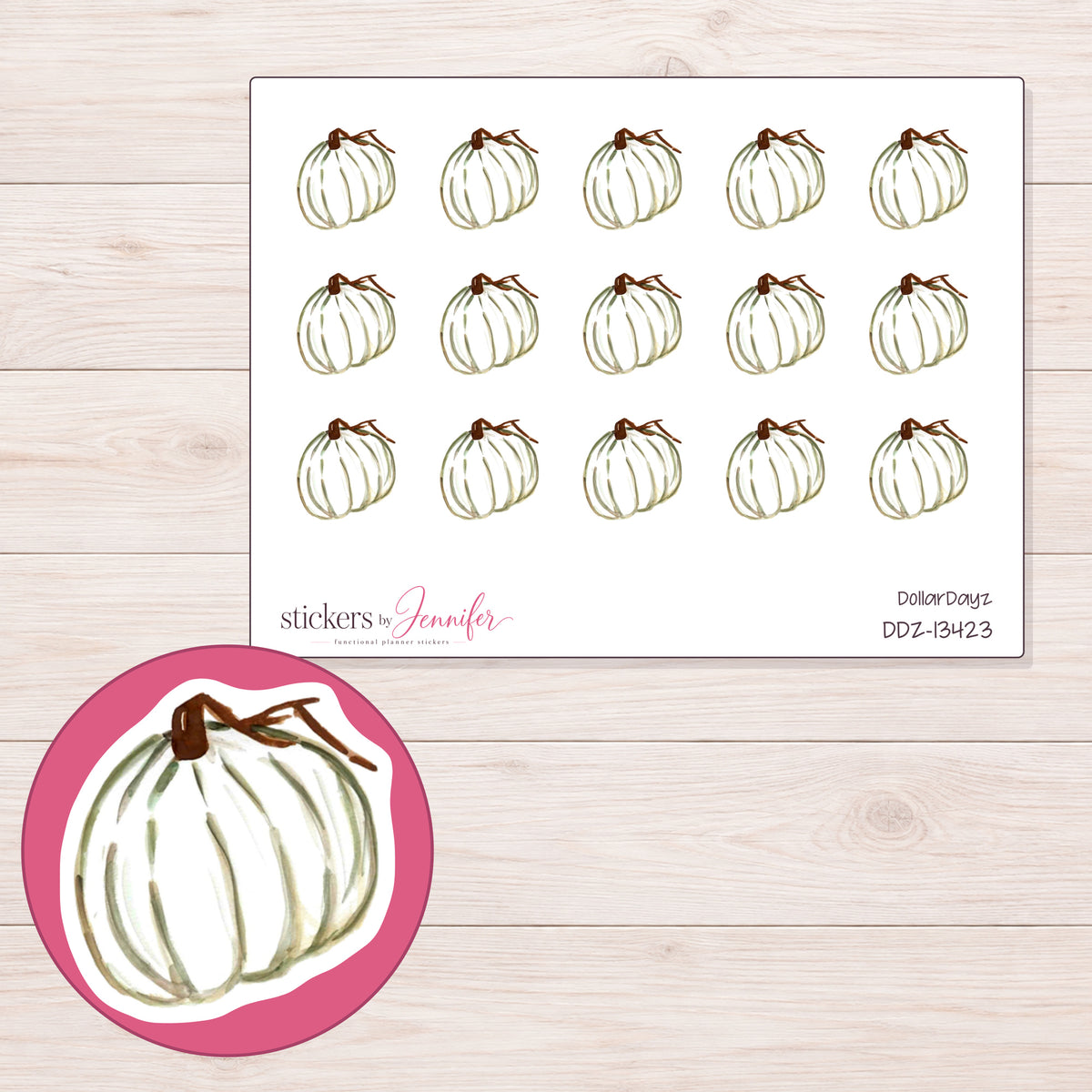 DDZ-13423 planner sticker sheet with enlarged sticker detail