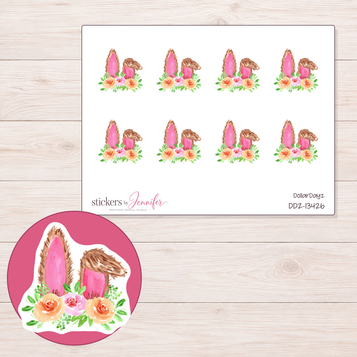 DDZ-13426 planner sticker sheet with enlarged sticker detail