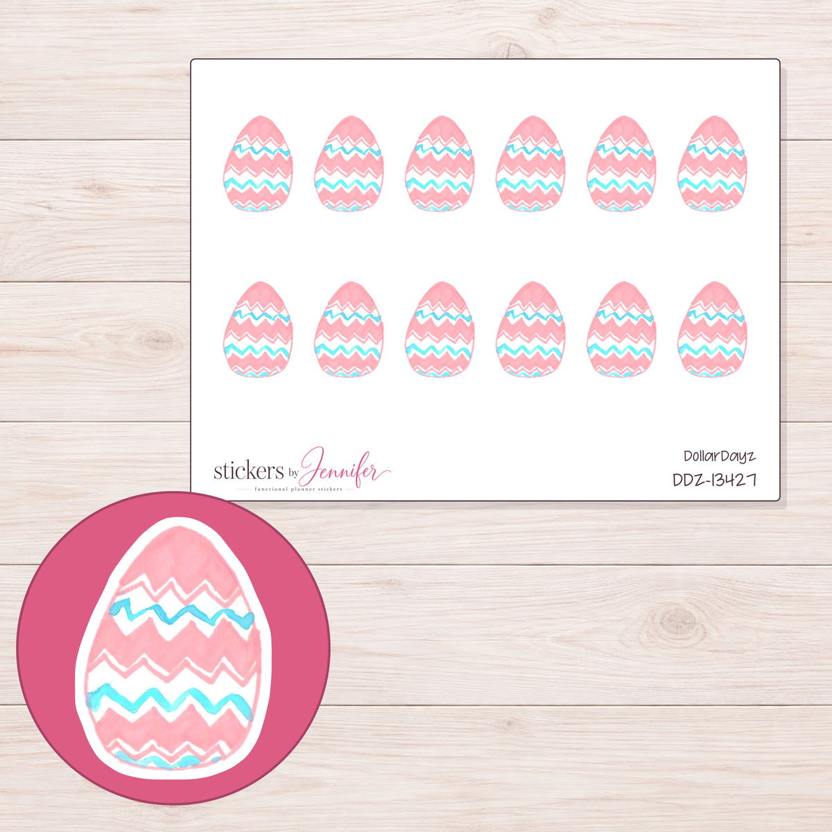 DDZ-13427 planner sticker sheet with enlarged sticker detail