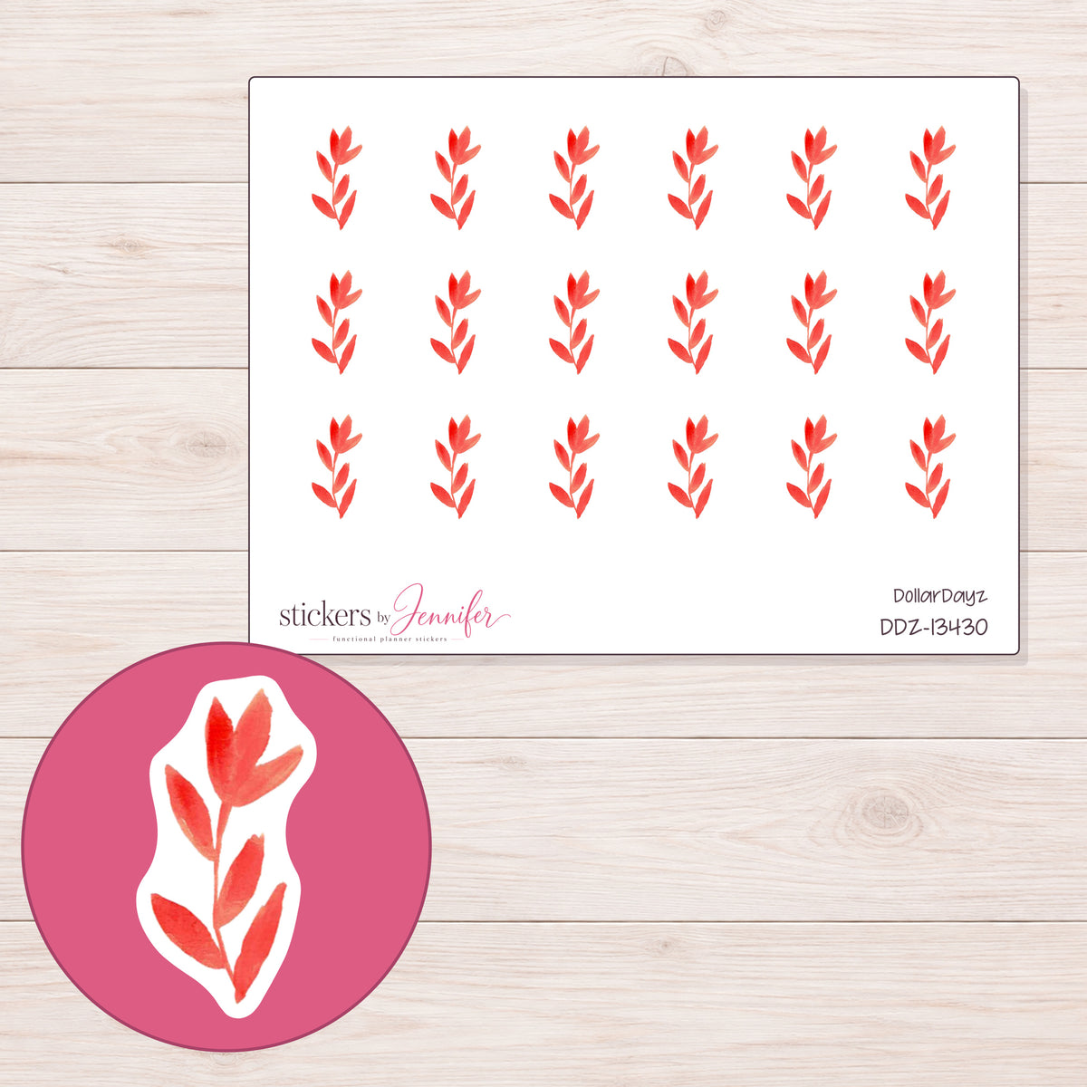 DDZ-13430 planner sticker sheet with enlarged sticker detail