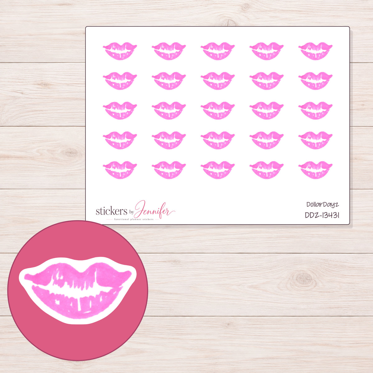 DDZ-13431 planner sticker sheet with enlarged sticker detail