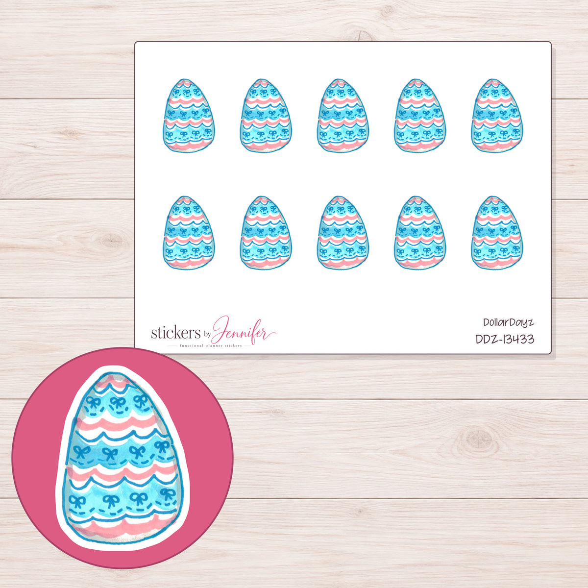 DDZ-13433 planner sticker sheet with enlarged sticker detail