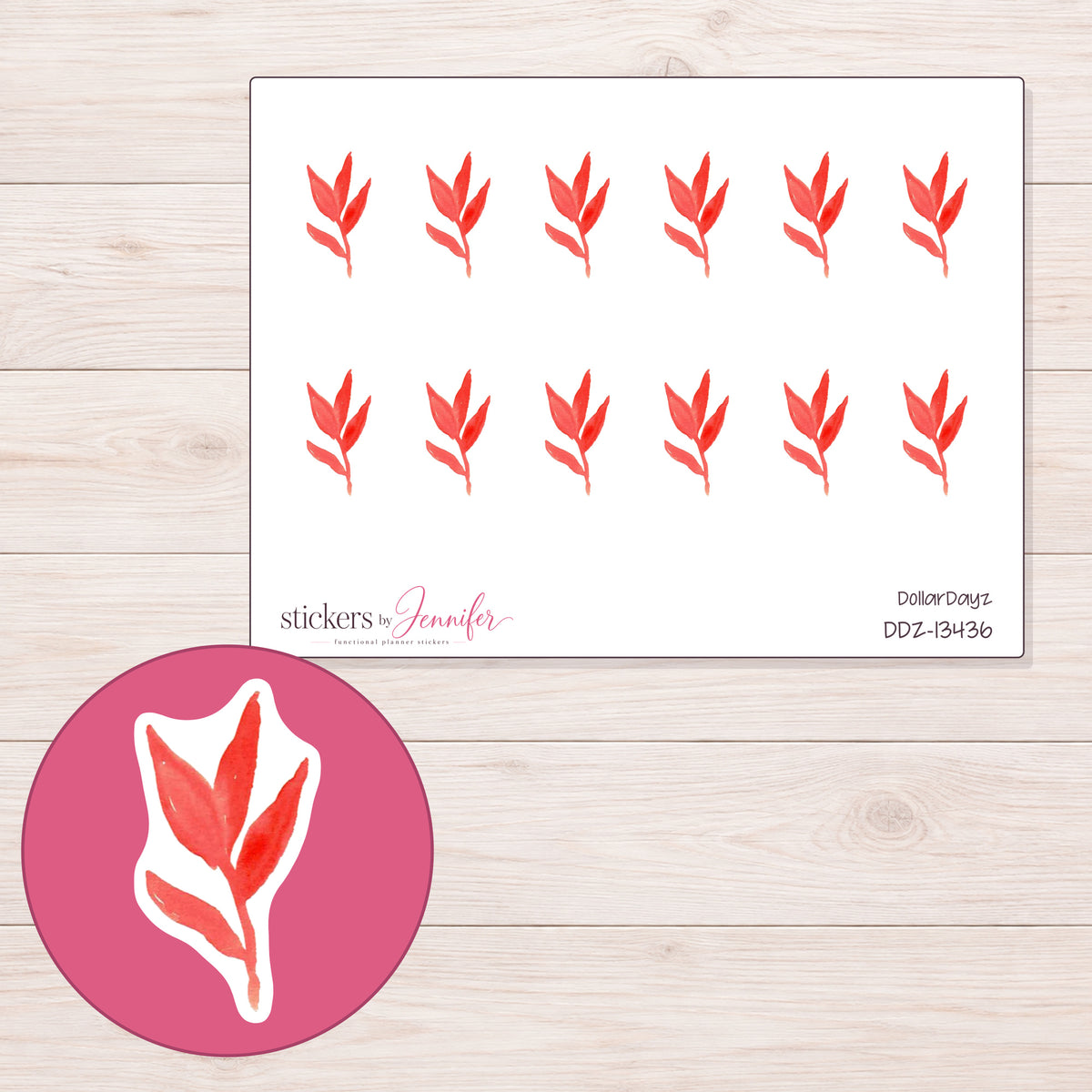 DDZ-13436 planner sticker sheet with enlarged sticker detail