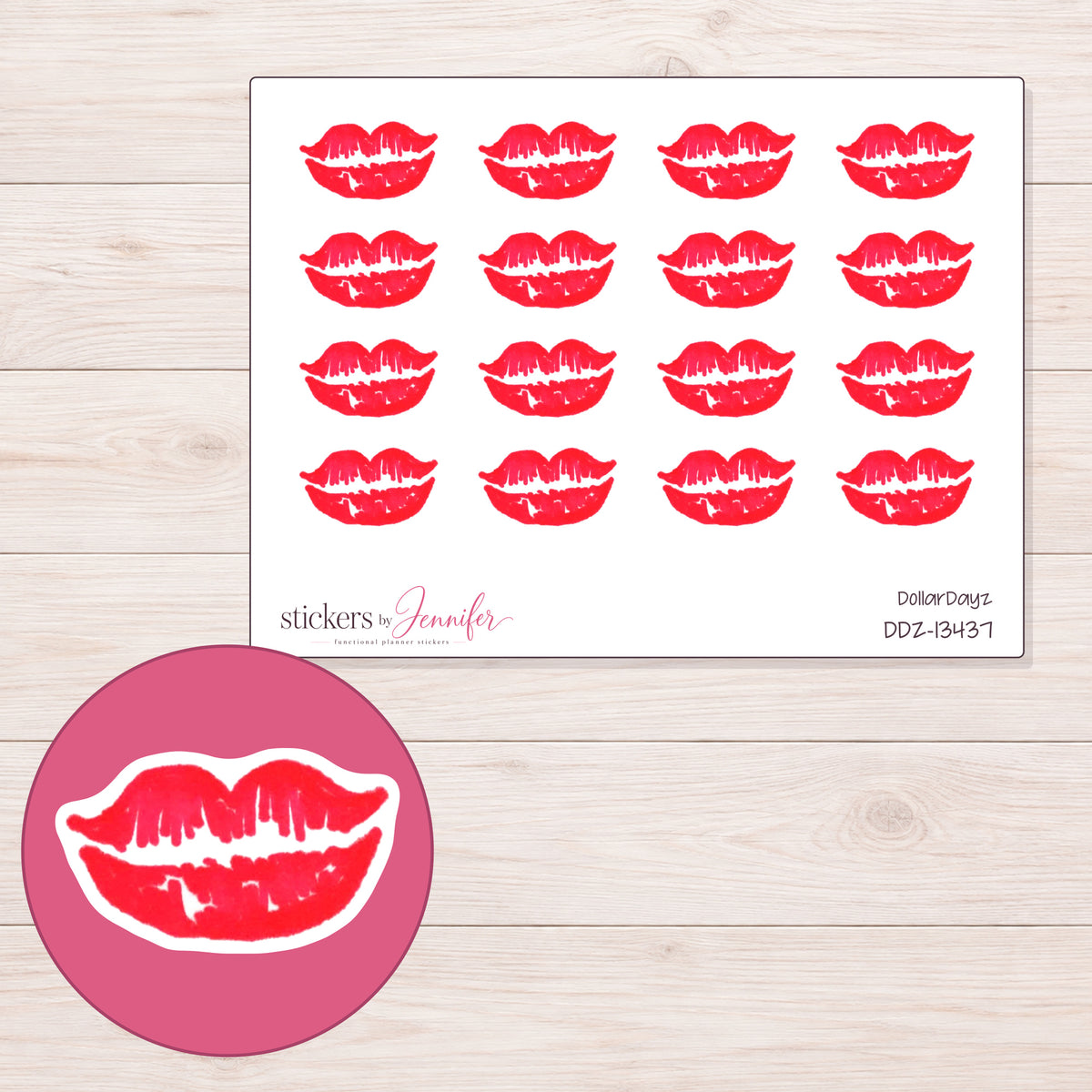 DDZ-13437 planner sticker sheet with enlarged sticker detail