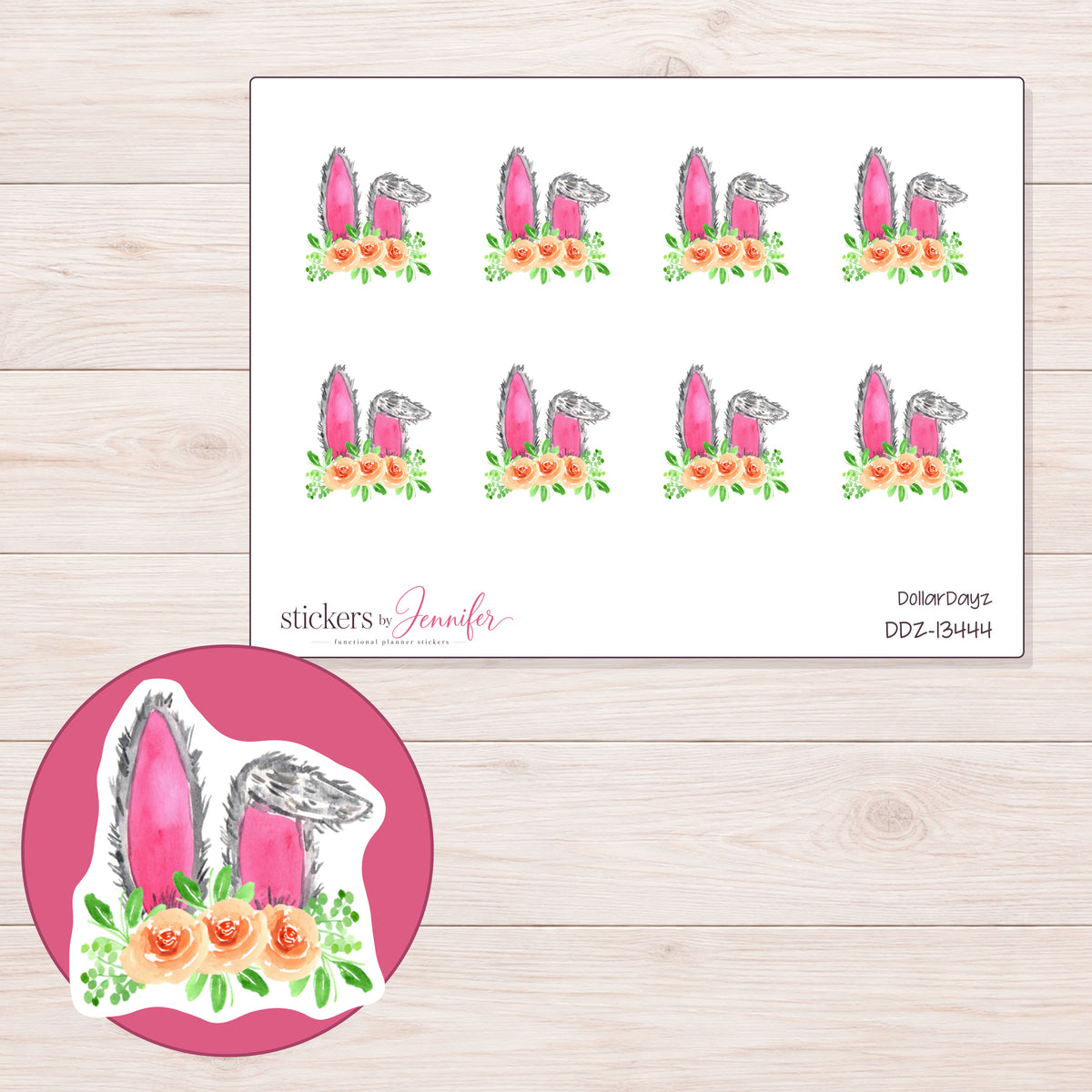 DDZ-13444 planner sticker sheet with enlarged sticker detail