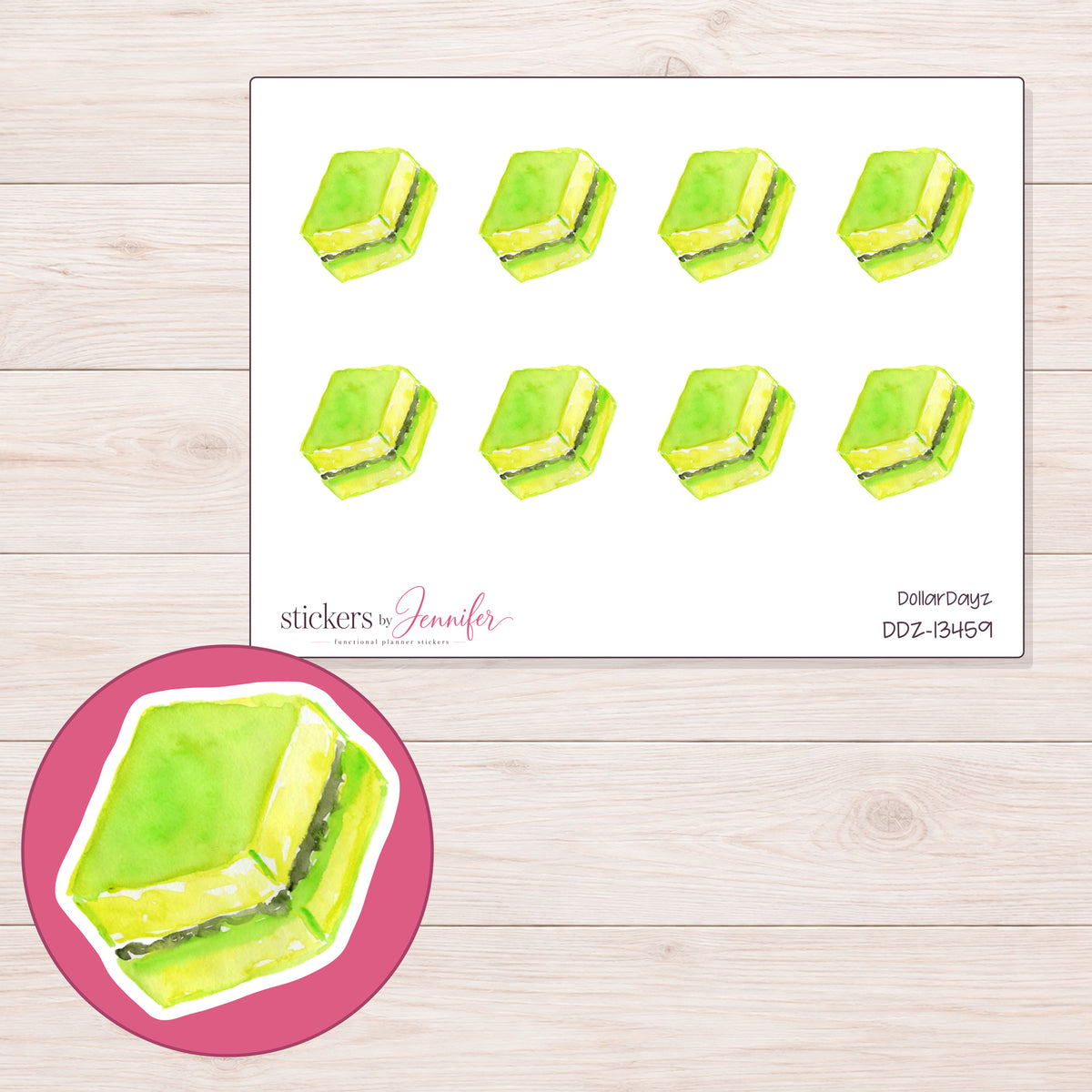 DDZ-13459 planner sticker sheet with enlarged sticker detail