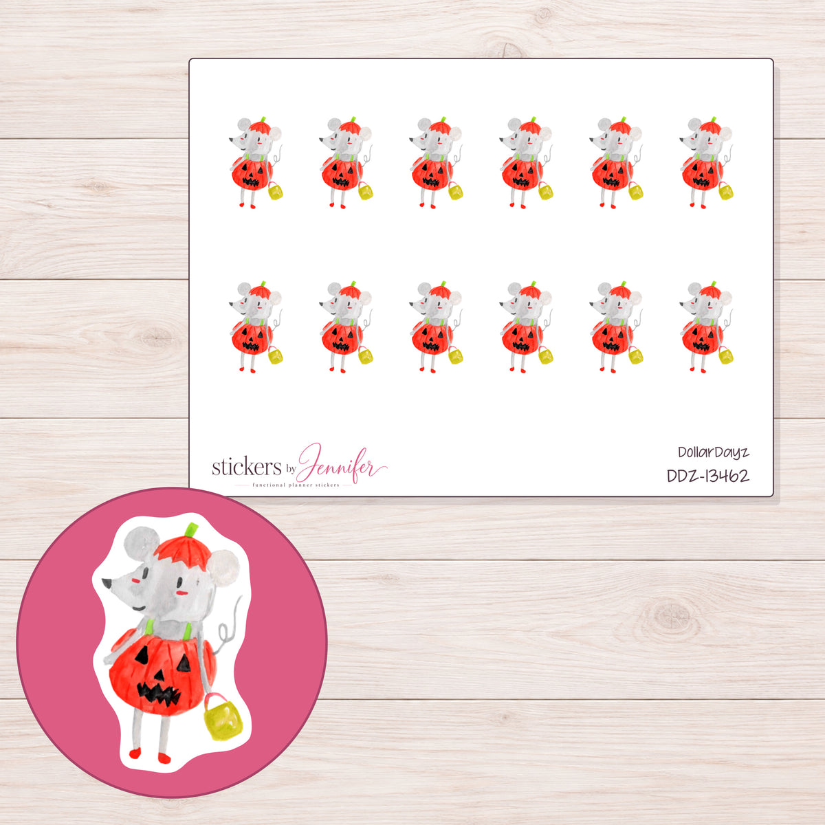DDZ-13462 planner sticker sheet with enlarged sticker detail