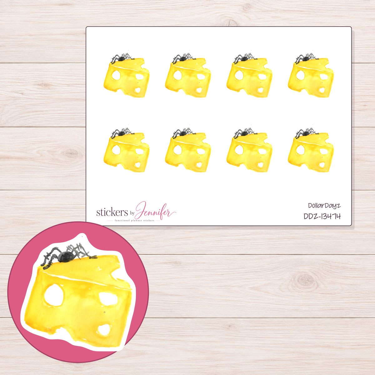 DDZ-13474 planner sticker sheet with enlarged sticker detail