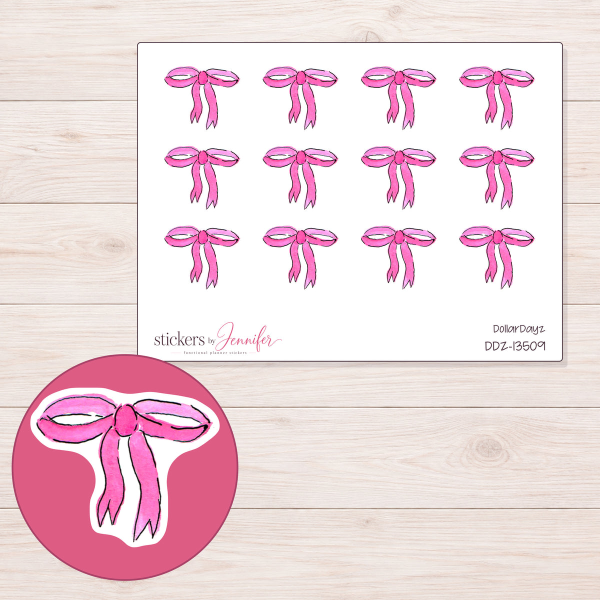 DDZ-13509 planner sticker sheet with enlarged sticker detail
