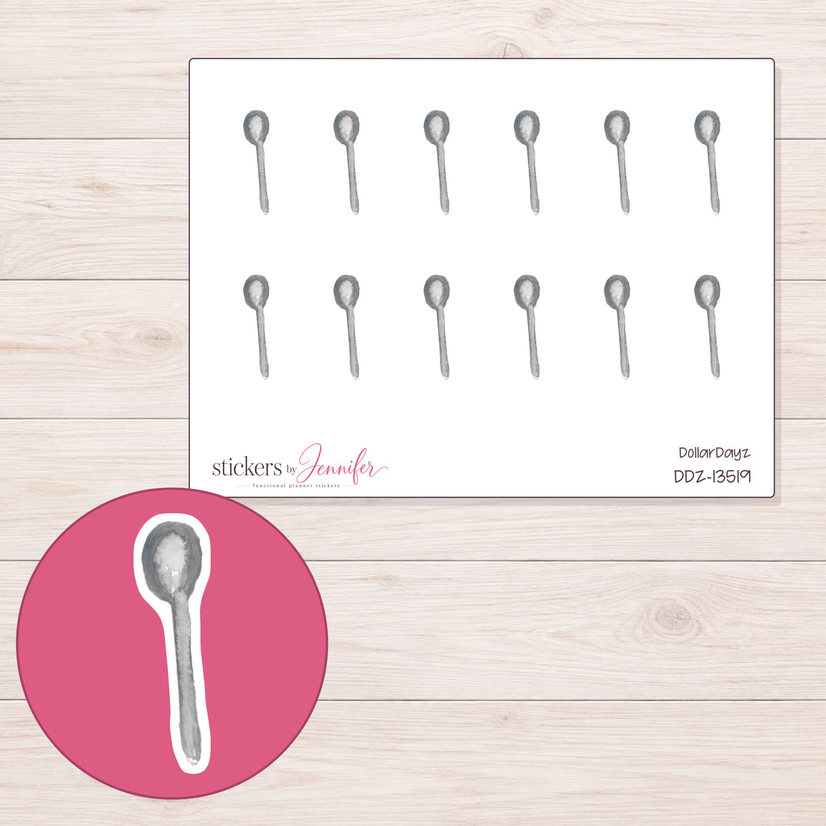 DDZ-13519 planner sticker sheet with enlarged sticker detail