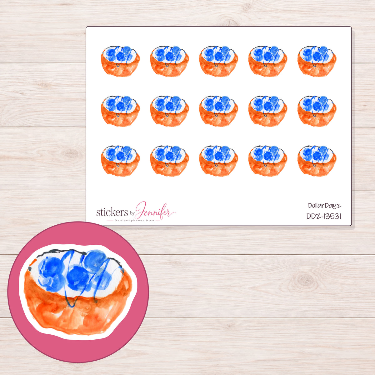 DDZ-13531 planner sticker sheet with enlarged sticker detail