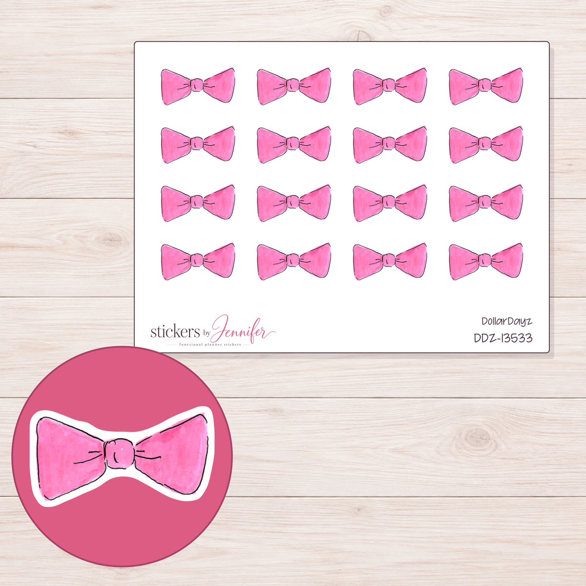 DDZ-13533 planner sticker sheet with enlarged sticker detail