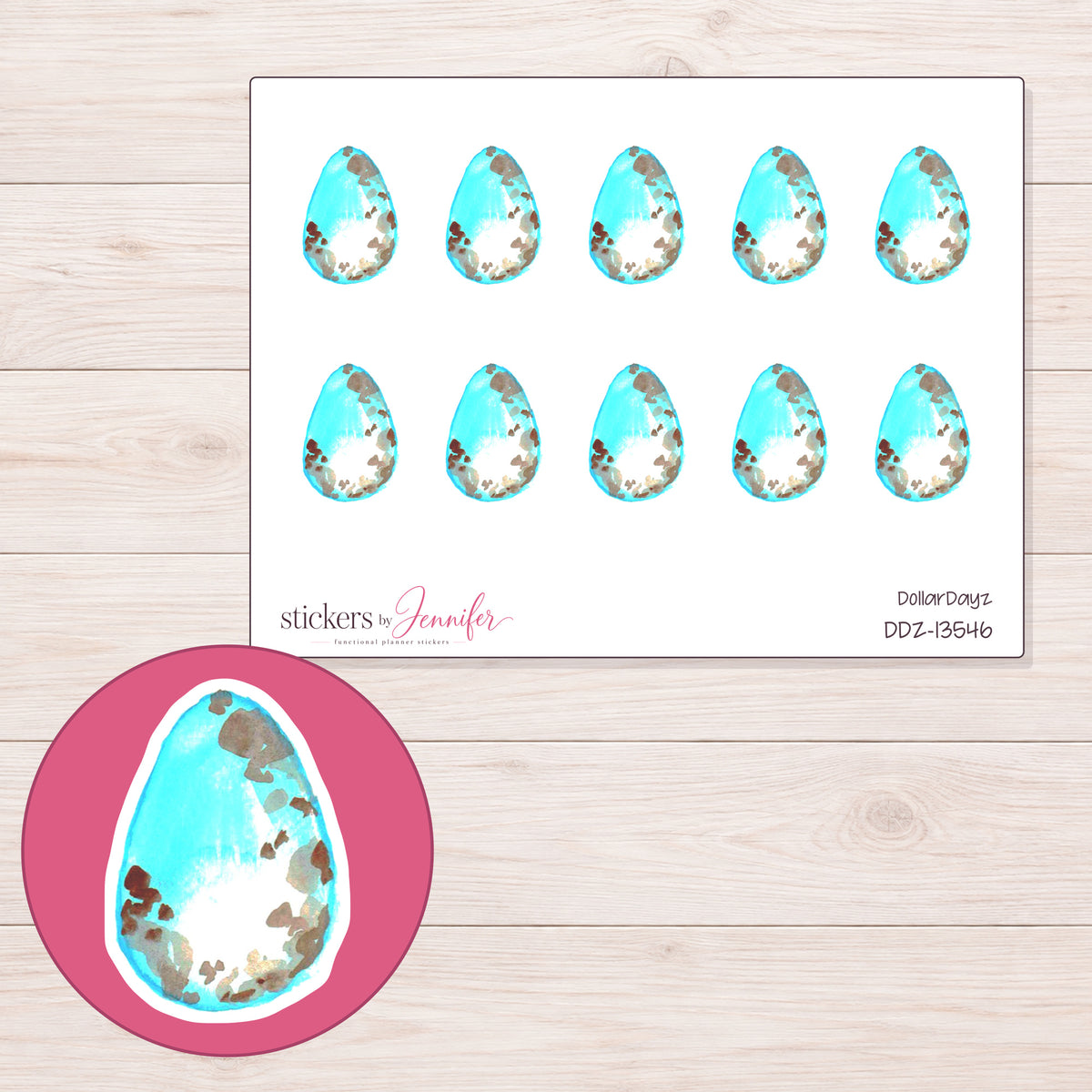 DDZ-13546 planner sticker sheet with enlarged sticker detail