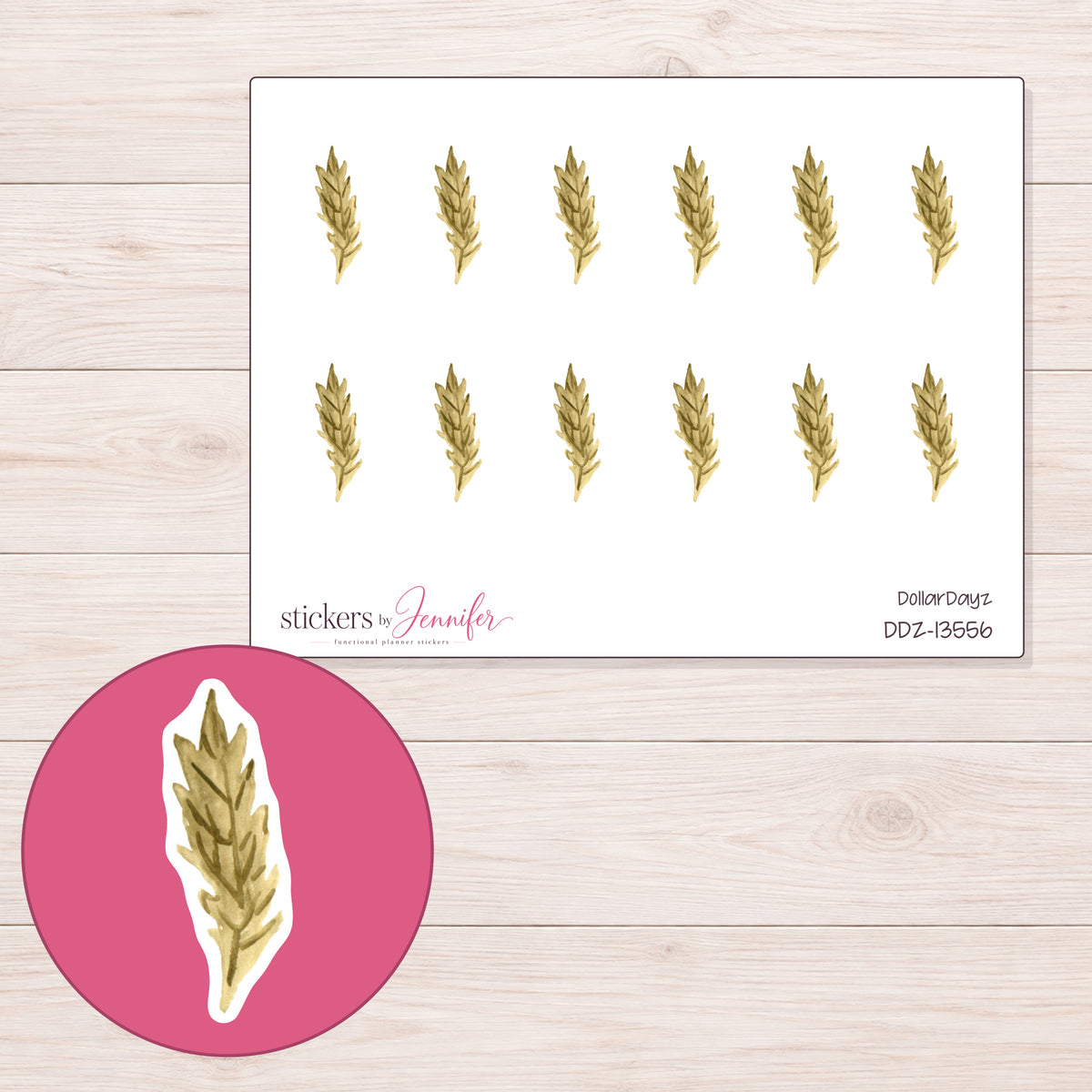 DDZ-13556 planner sticker sheet with enlarged sticker detail
