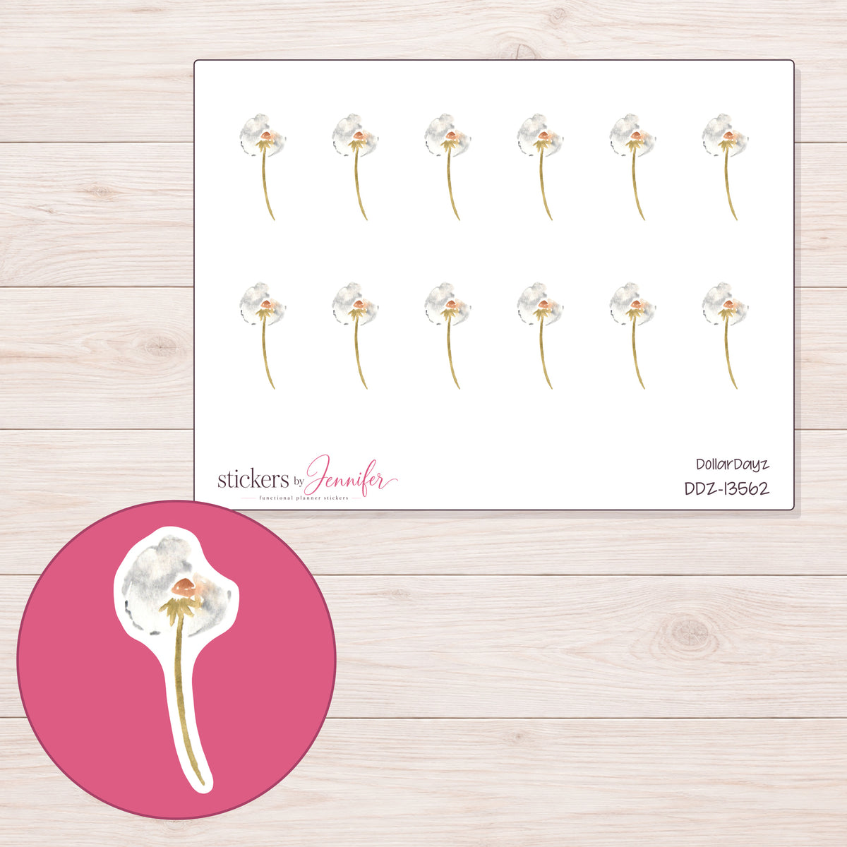 DDZ-13562 planner sticker sheet with enlarged sticker detail