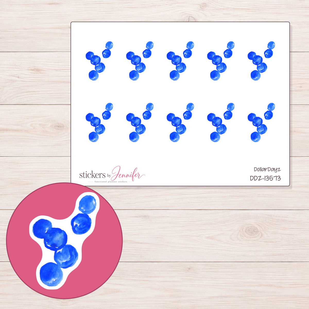 DDZ-13573 planner sticker sheet with enlarged sticker detail
