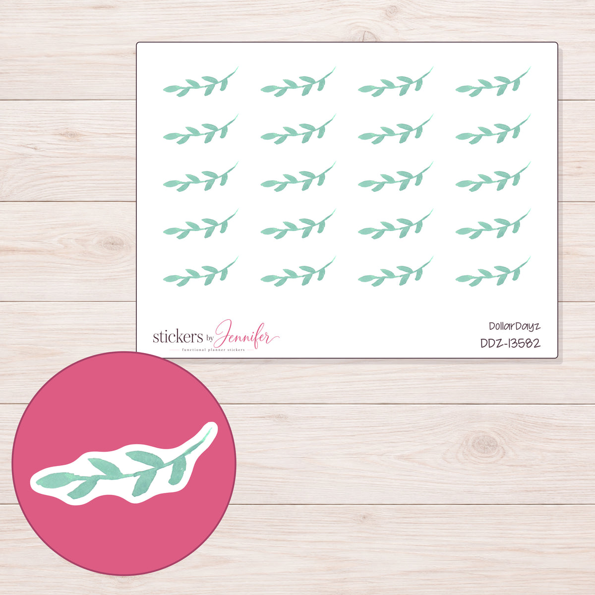DDZ-13582 planner sticker sheet with enlarged sticker detail