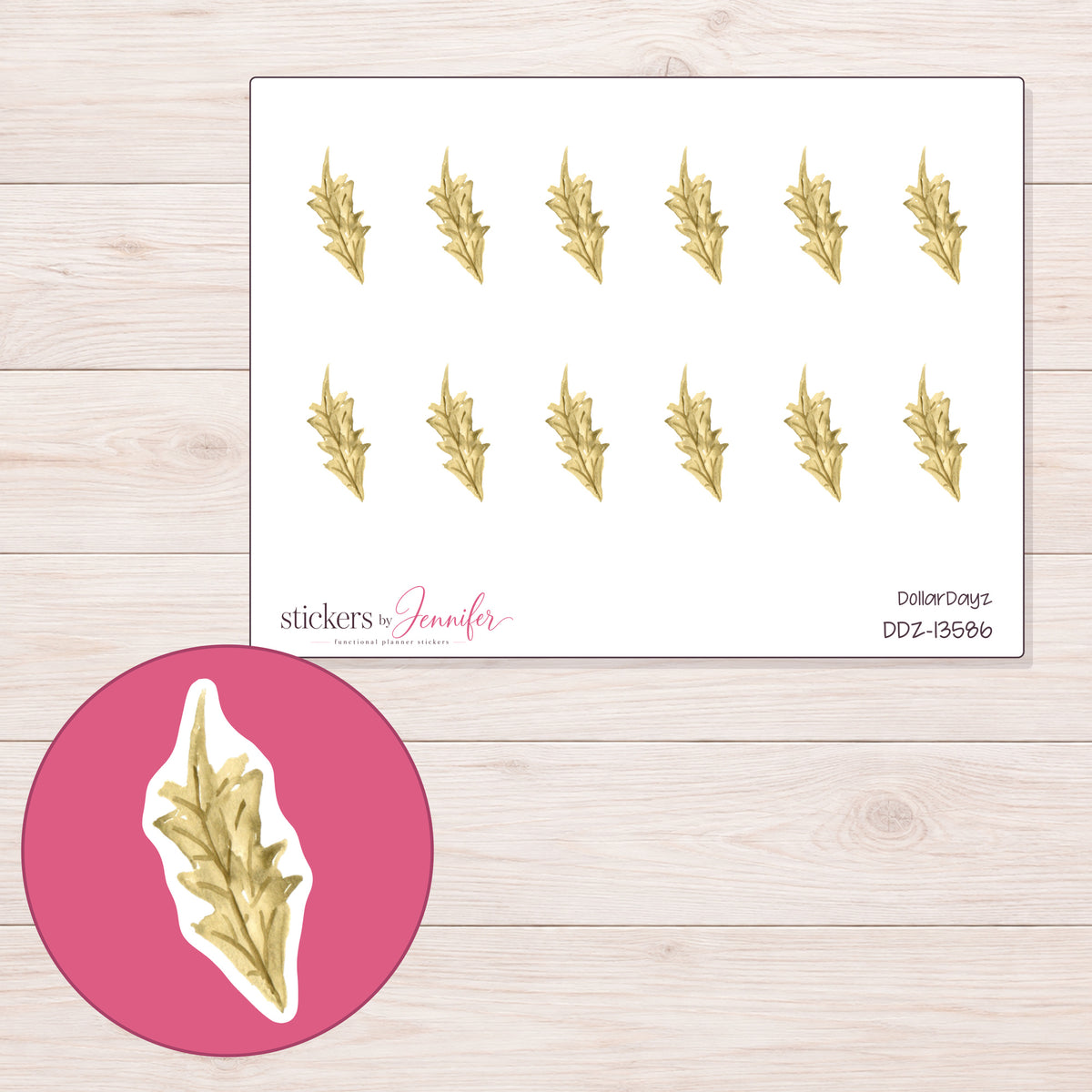 DDZ-13586 planner sticker sheet with enlarged sticker detail