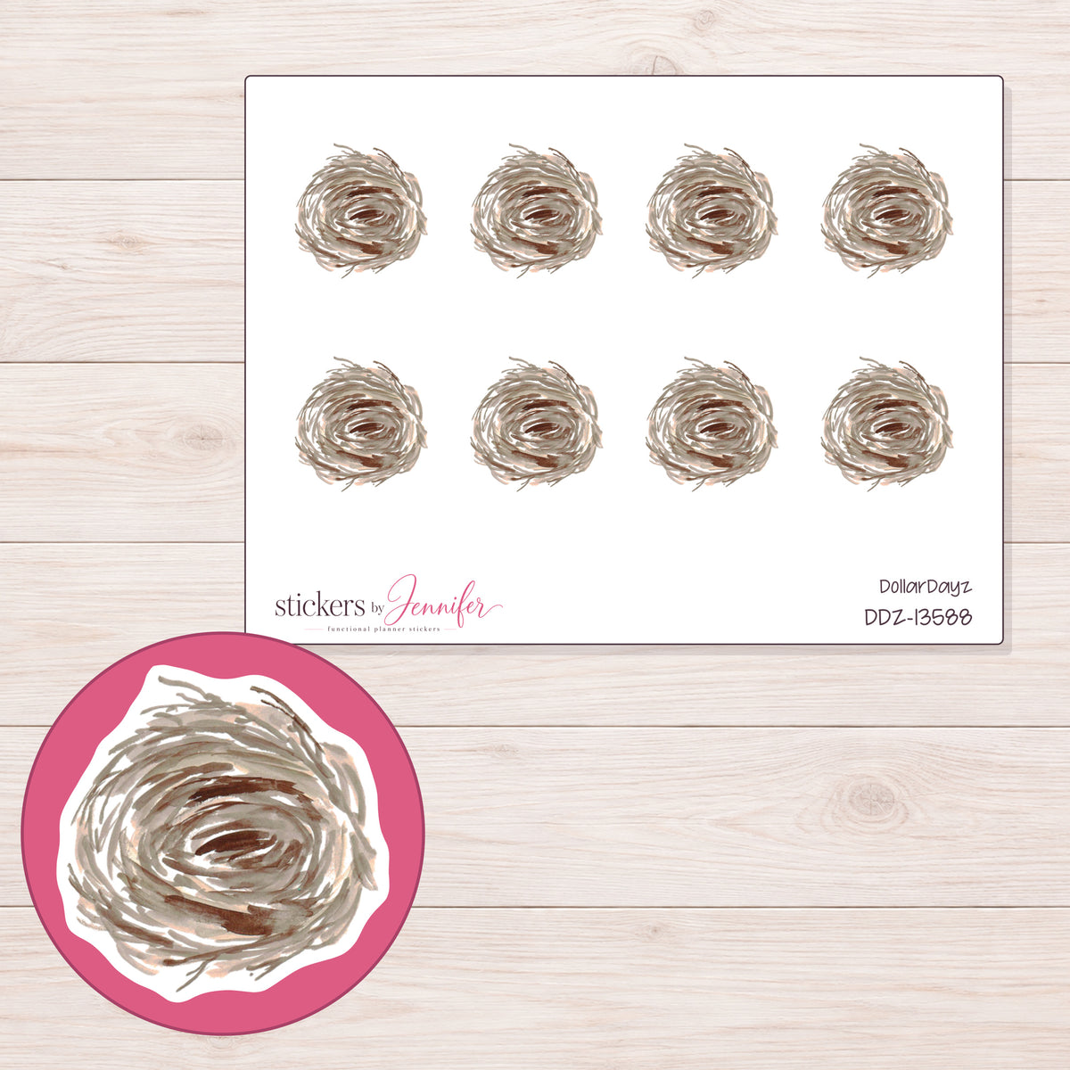 DDZ-13588 planner sticker sheet with enlarged sticker detail