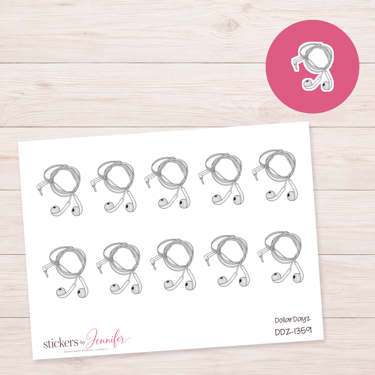 Wired Earbuds Planner Stickers | DDZ-1359
