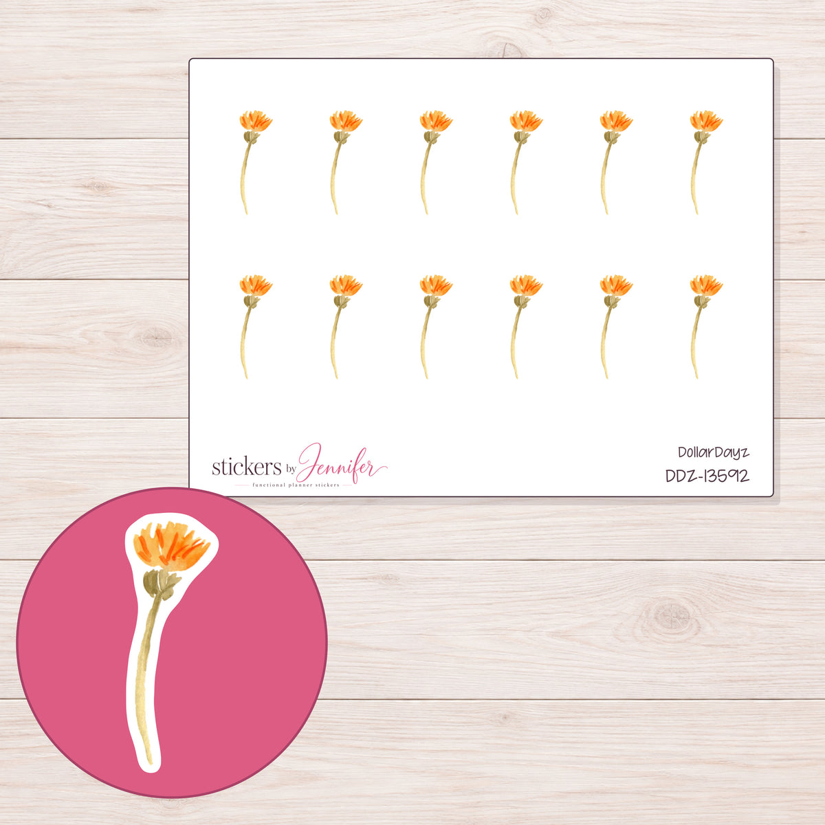DDZ-13592 planner sticker sheet with enlarged sticker detail