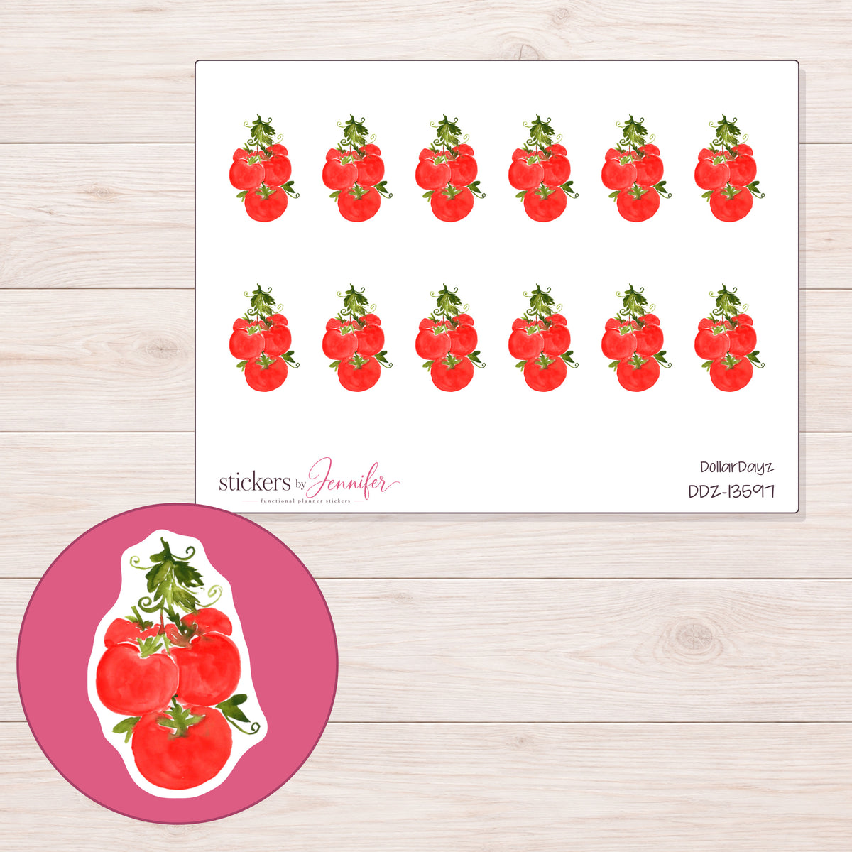 DDZ-13597 planner sticker sheet with enlarged sticker detail