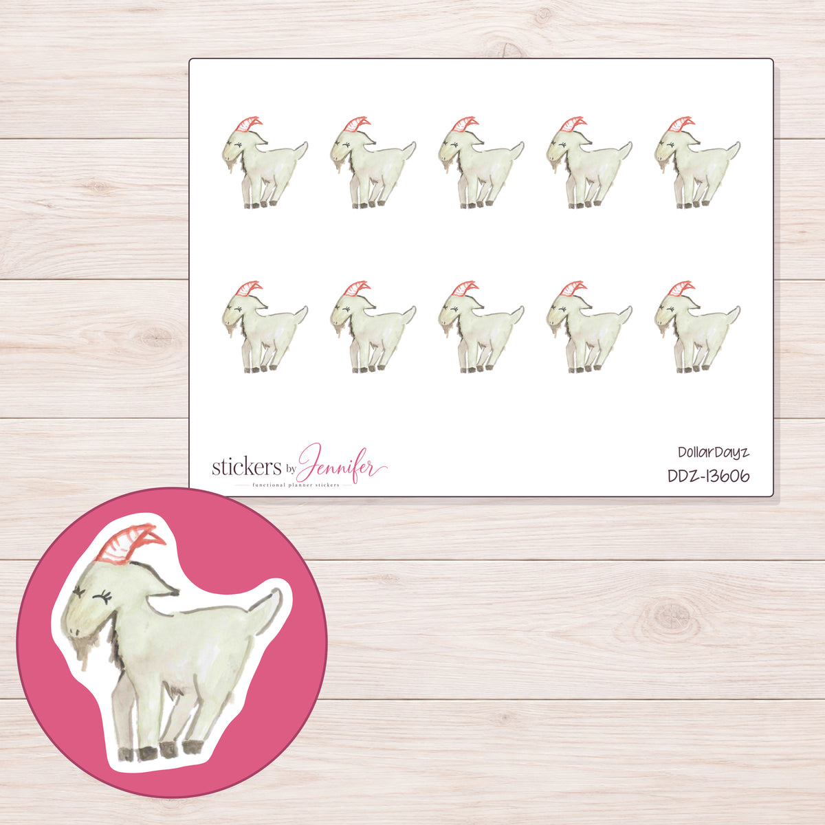 DDZ-13606 planner sticker sheet with enlarged sticker detail