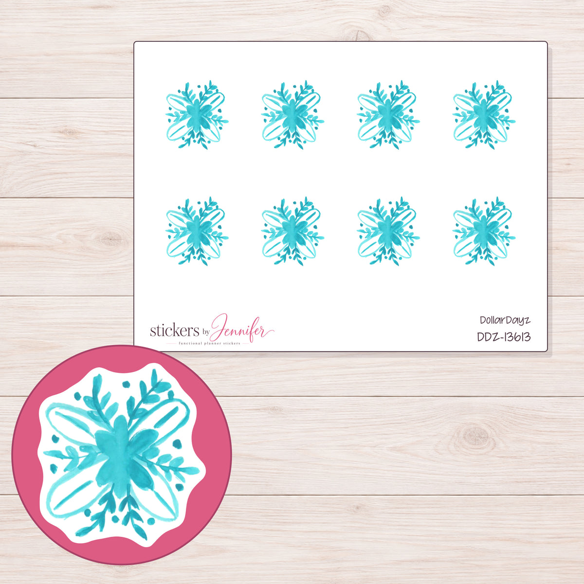 DDZ-13613 planner sticker sheet with enlarged sticker detail