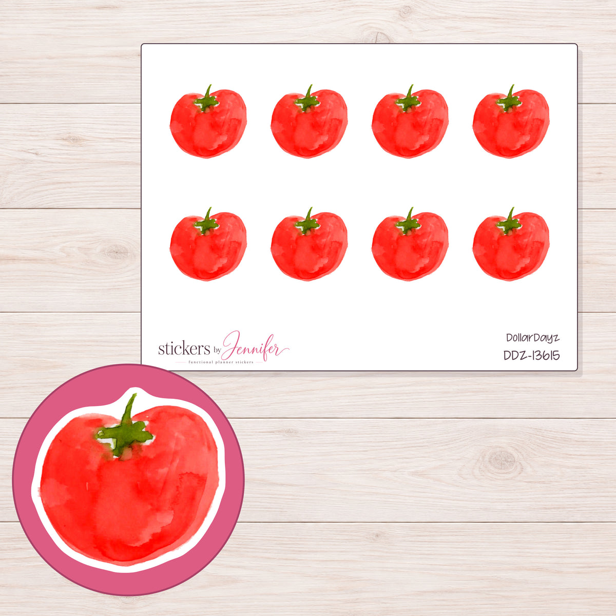DDZ-13615 planner sticker sheet with enlarged sticker detail