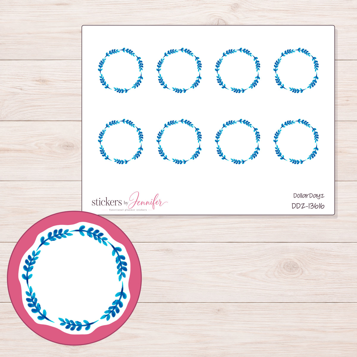 DDZ-13616 planner sticker sheet with enlarged sticker detail