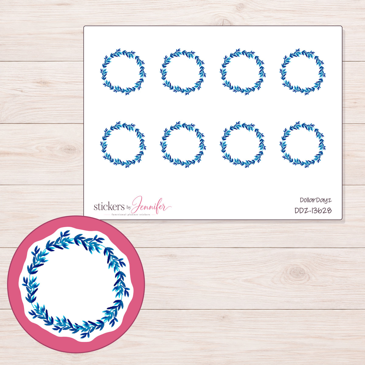 DDZ-13628 planner sticker sheet with enlarged sticker detail