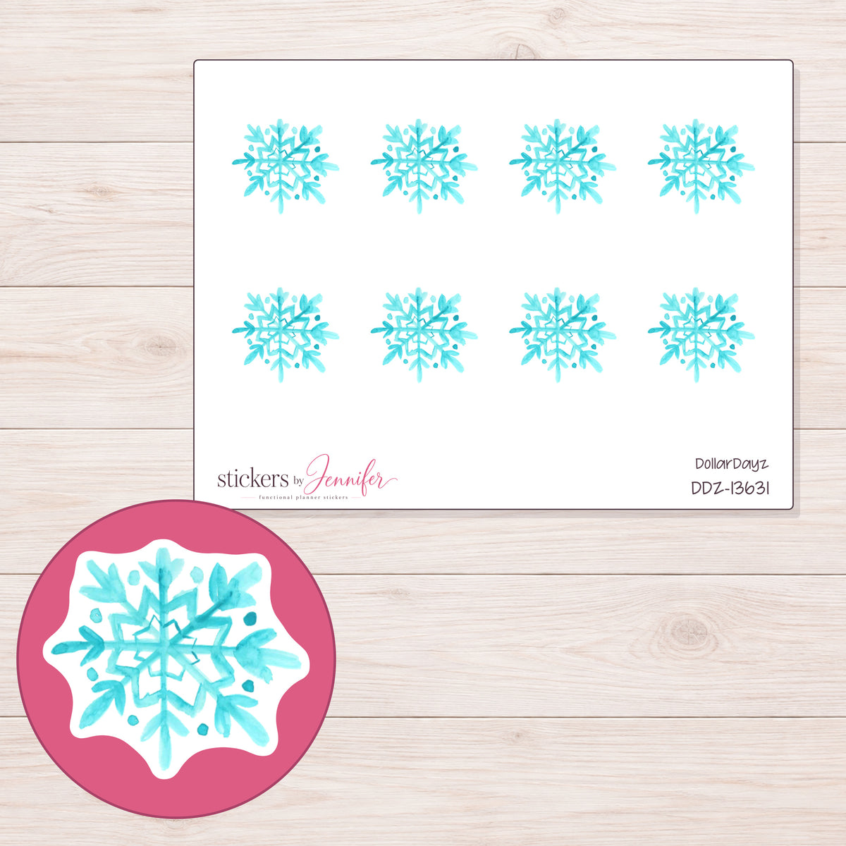DDZ-13631 planner sticker sheet with enlarged sticker detail