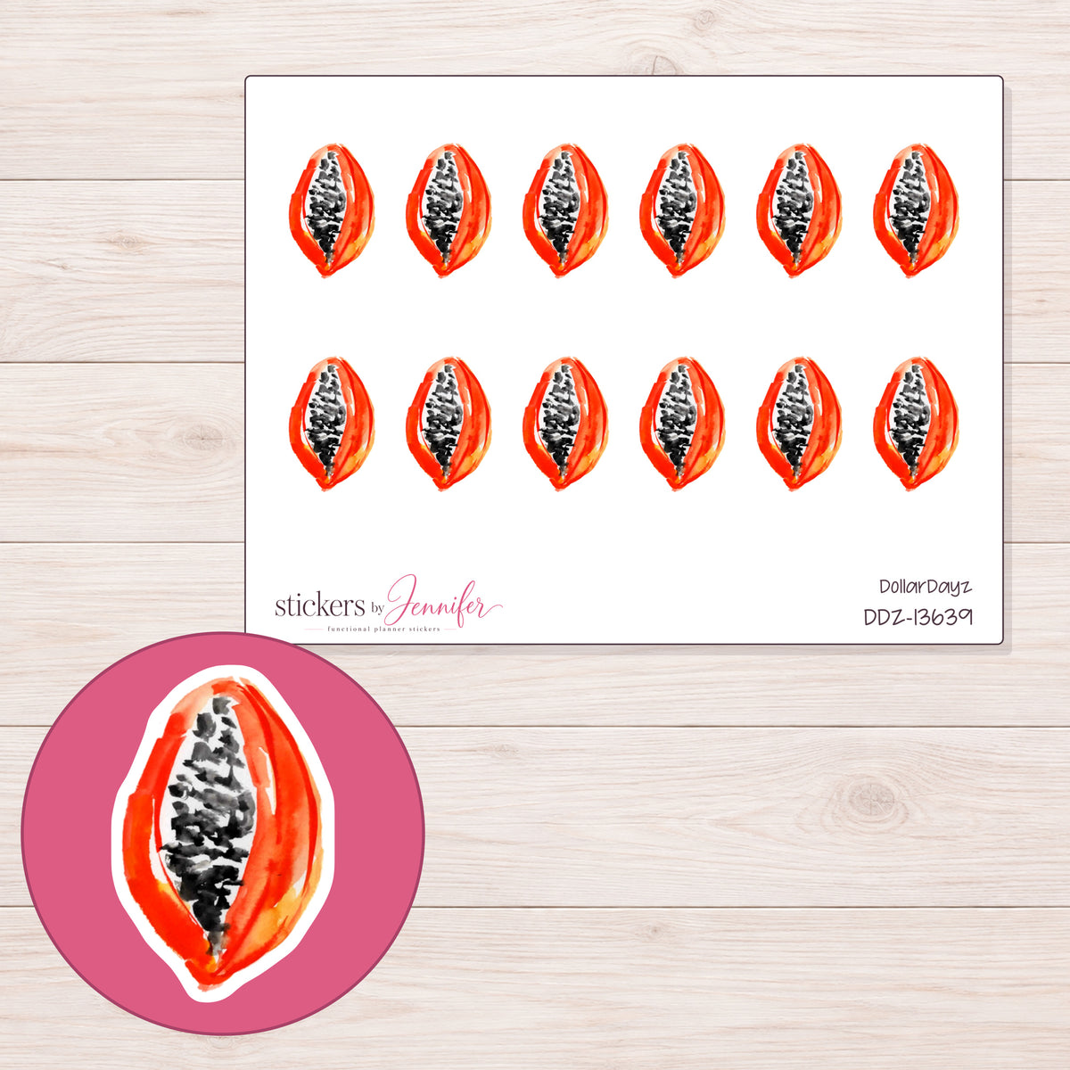 DDZ-13639 planner sticker sheet with enlarged sticker detail