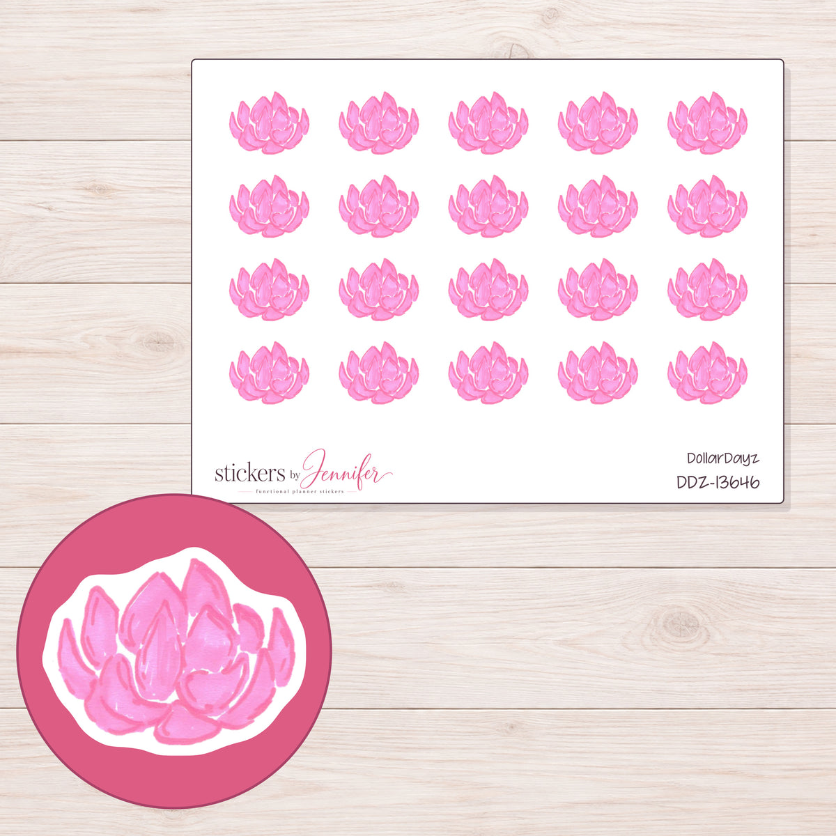 DDZ-13646 planner sticker sheet with enlarged sticker detail