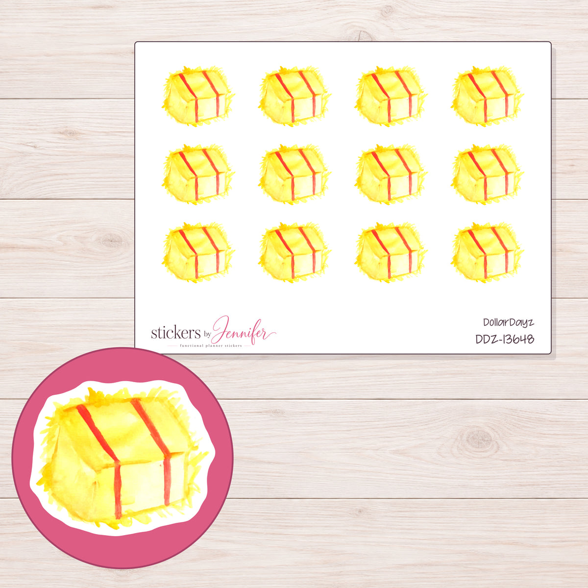 DDZ-13648 planner sticker sheet with enlarged sticker detail