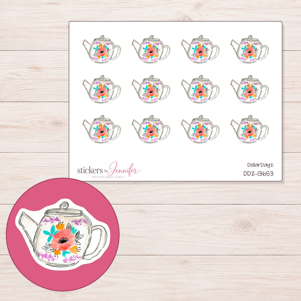 DDZ-13653 planner sticker sheet with enlarged sticker detail