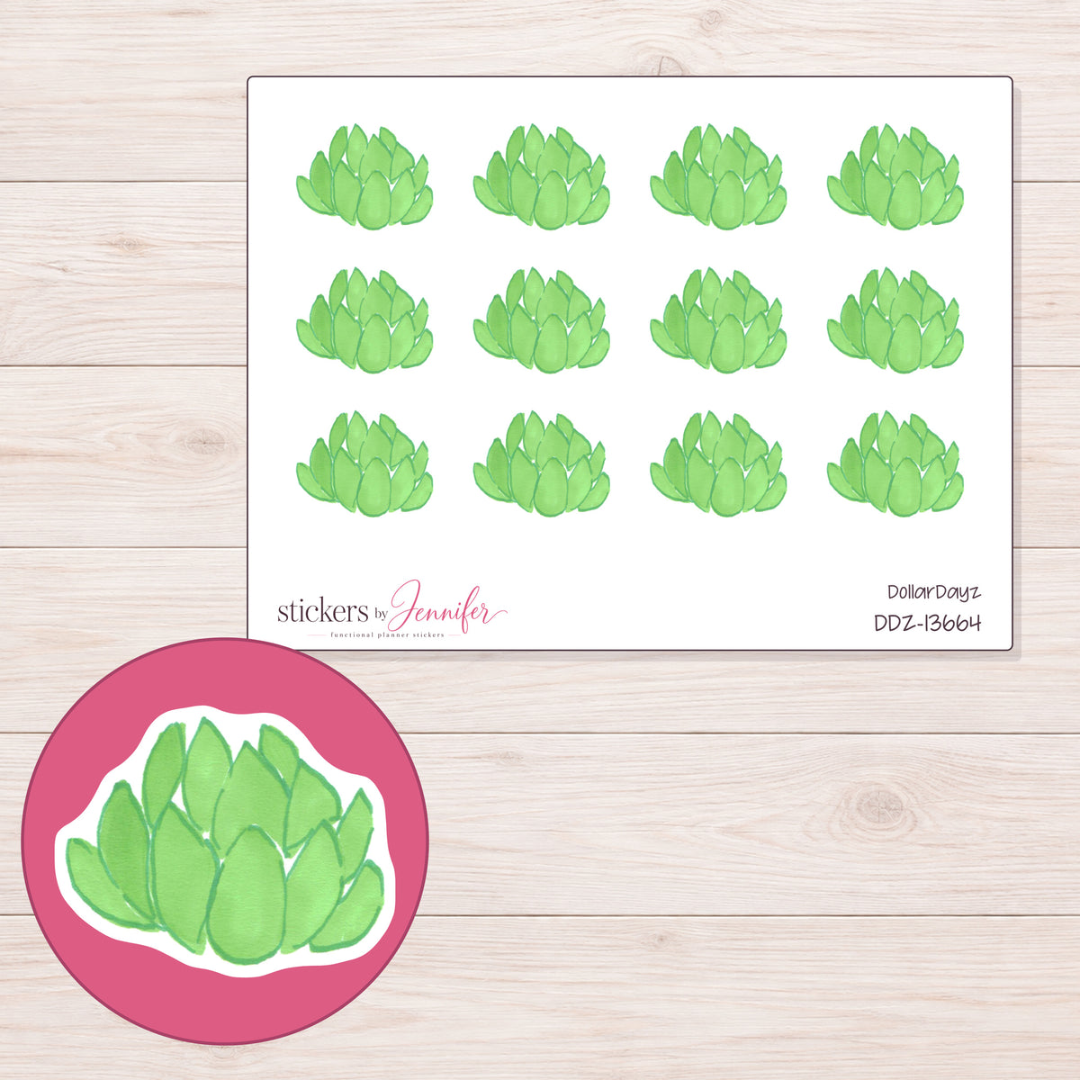 DDZ-13664 planner sticker sheet with enlarged sticker detail