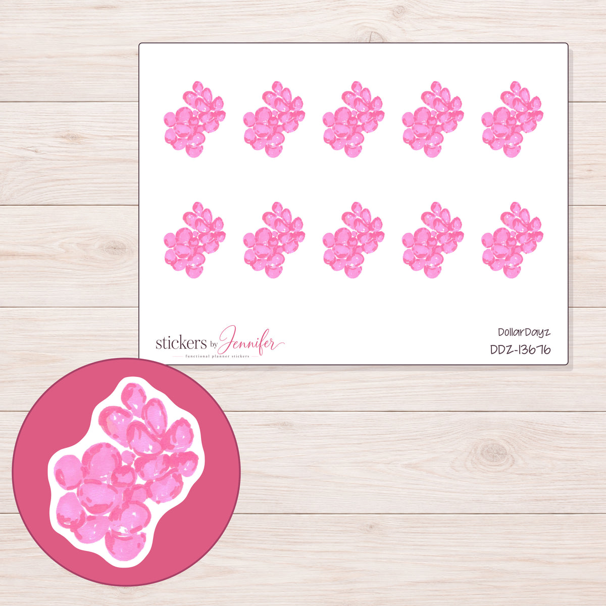 DDZ-13676 planner sticker sheet with enlarged sticker detail