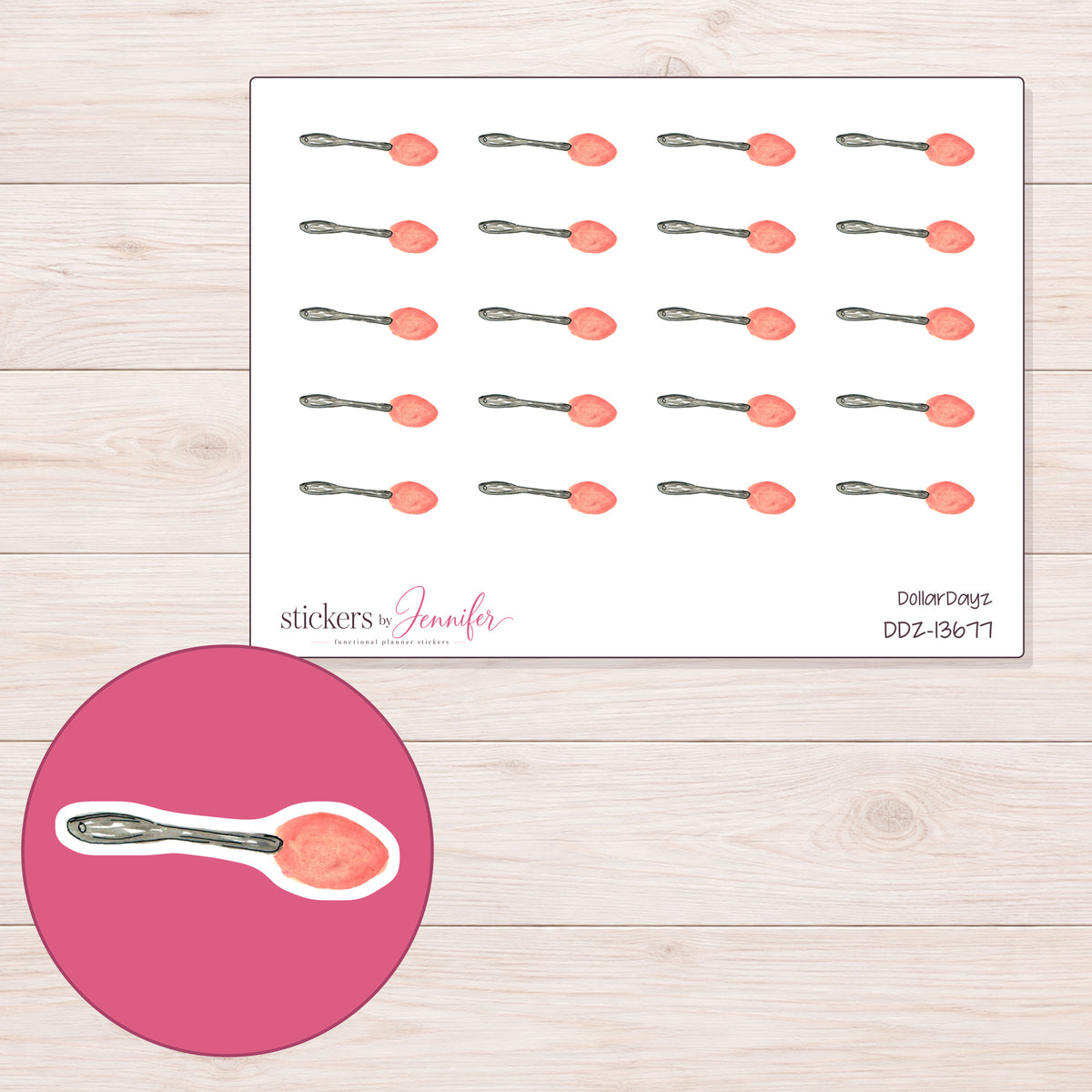 DDZ-13677 planner sticker sheet with enlarged sticker detail