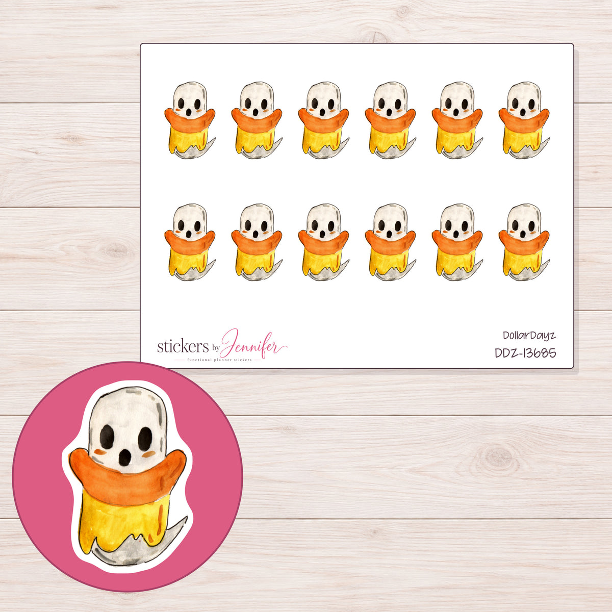 DDZ-13685 planner sticker sheet with enlarged sticker detail