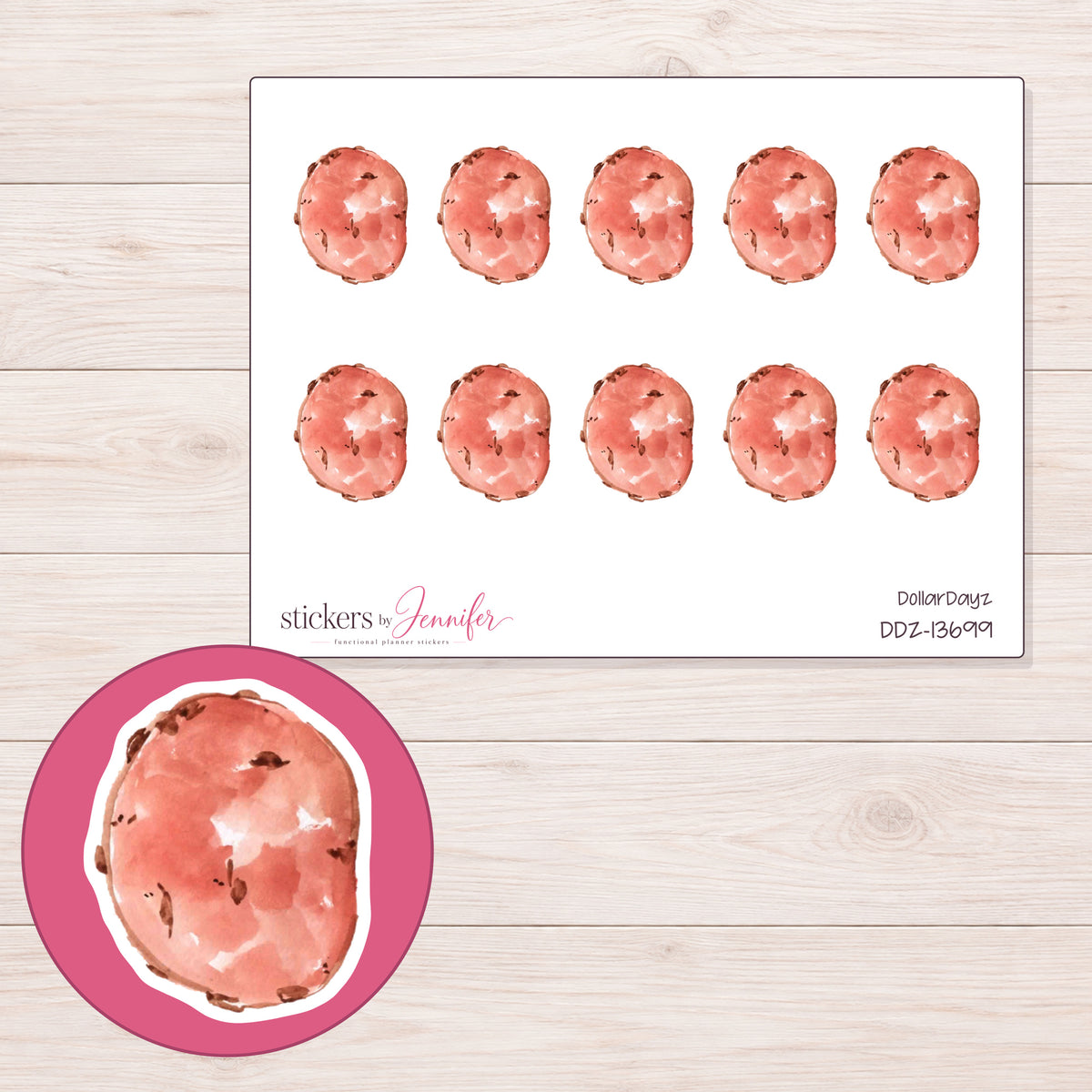 DDZ-13699 planner sticker sheet with enlarged sticker detail