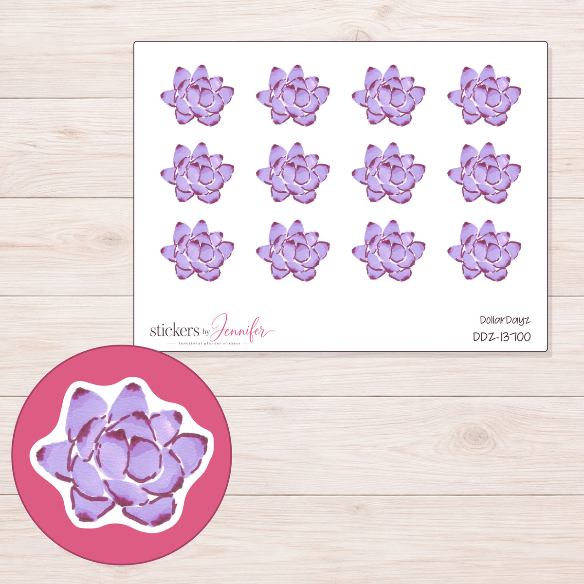 DDZ-13700 planner sticker sheet with enlarged sticker detail
