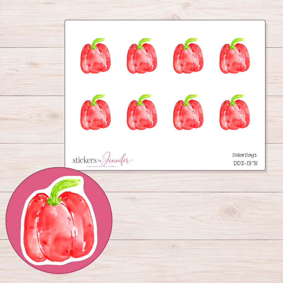 DDZ-13711 planner sticker sheet with enlarged sticker detail