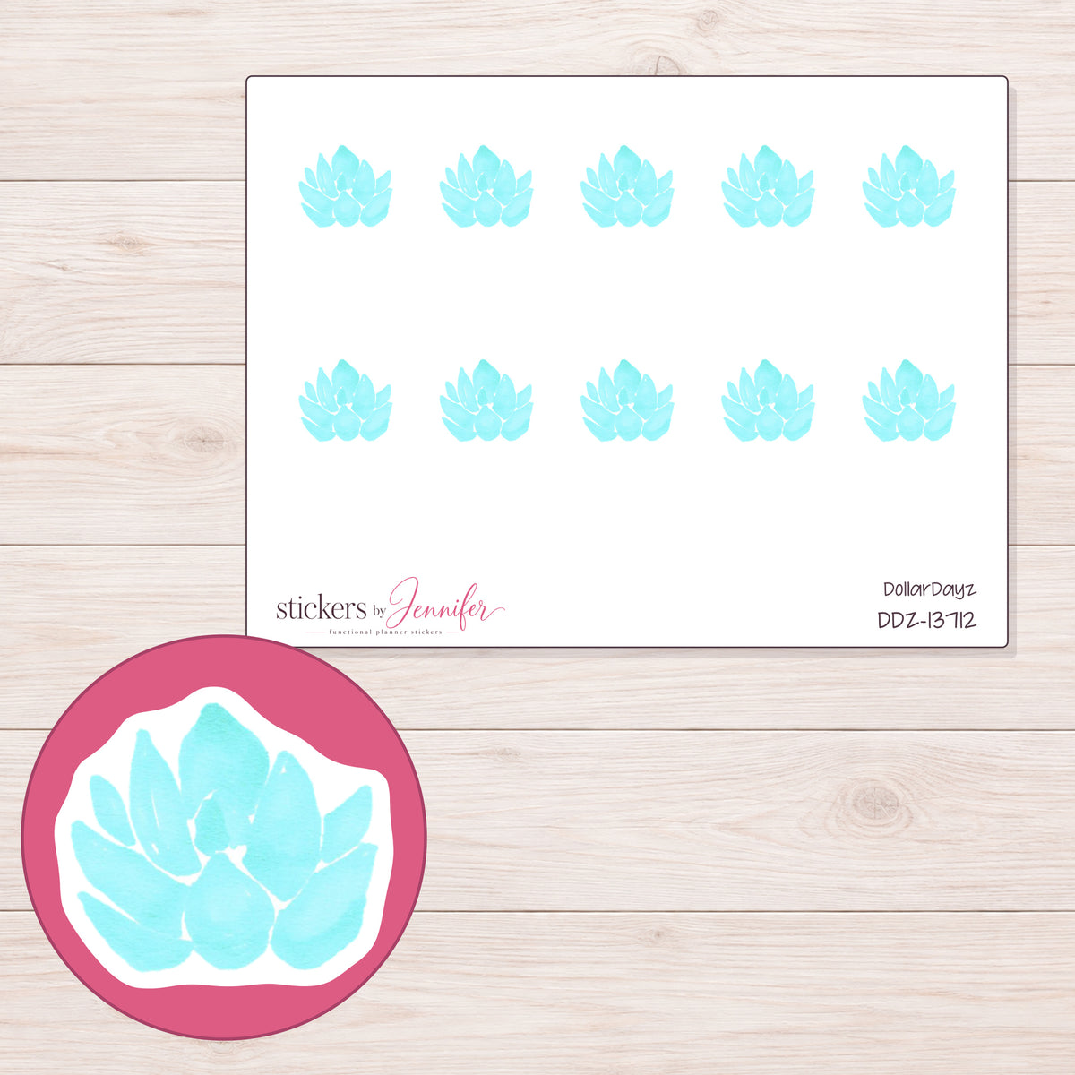 DDZ-13712 planner sticker sheet with enlarged sticker detail