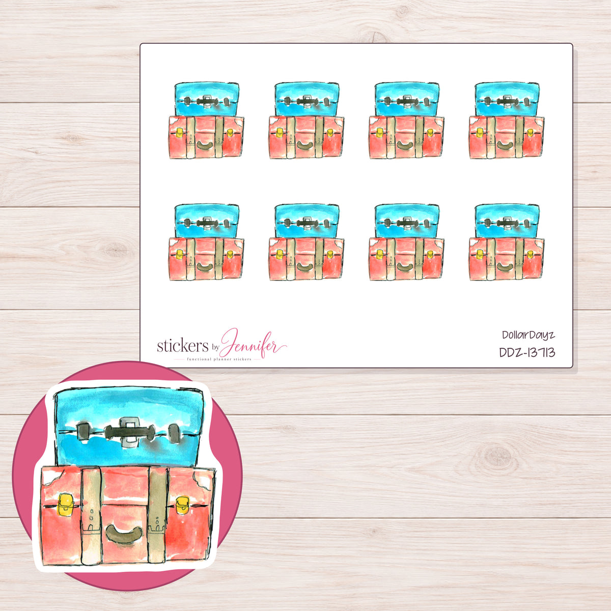DDZ-13713 planner sticker sheet with enlarged sticker detail
